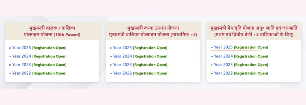 मुख्यमंत्री कन्या उत्थान योजना list